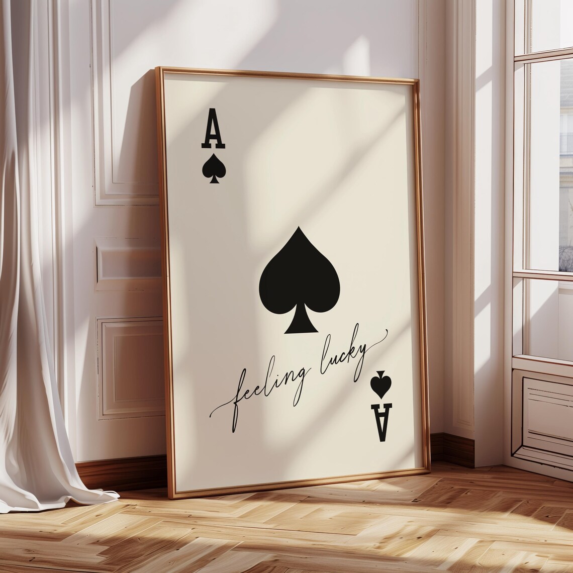 Black Ace Of Spades Feeling Lucky Minimalist Playing Card Chic Poster - Image 3