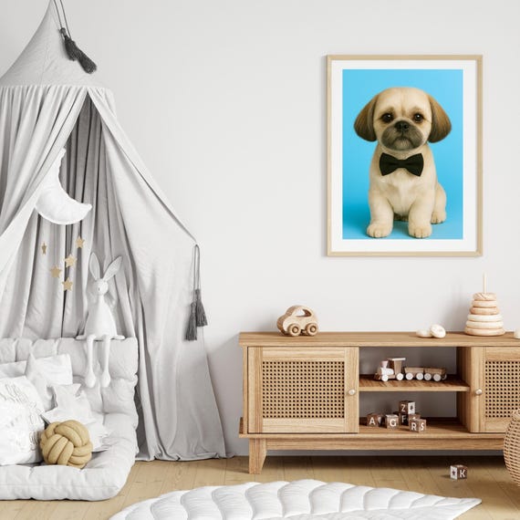 Shih Tzu Portrait, Cute Dog Nursery Poster