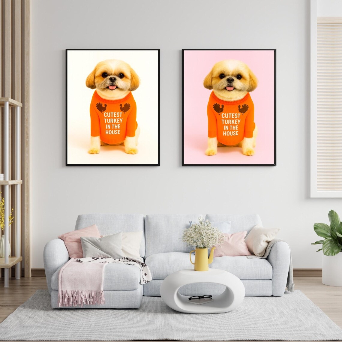 Set Of 2 Shih Tzu Cutest Turkey In The House Fall Dog Poster