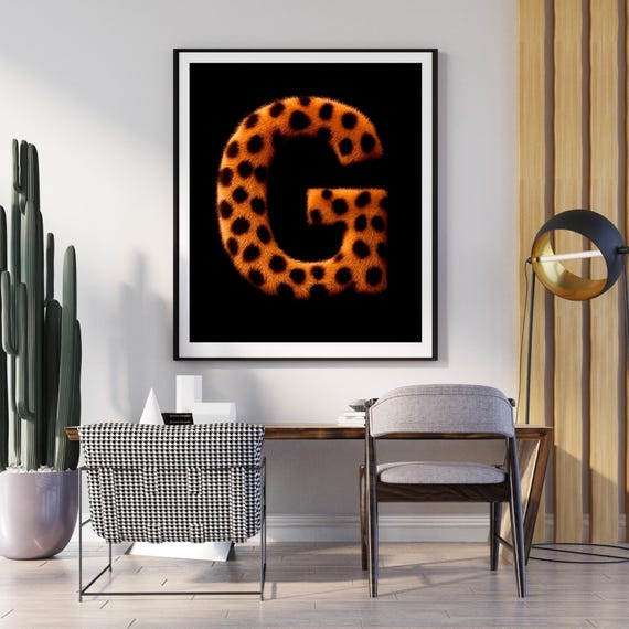G Leopard Animal Print Poster, Safari Boho Jungle