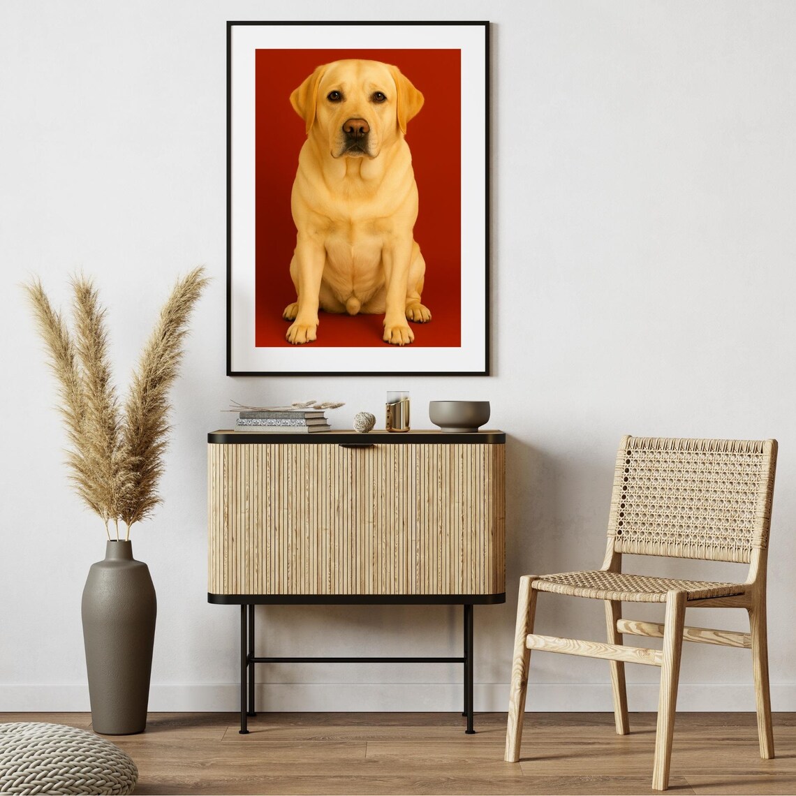 Golden Labrador Retriever Classic Red Studio Portrait Dog Poster