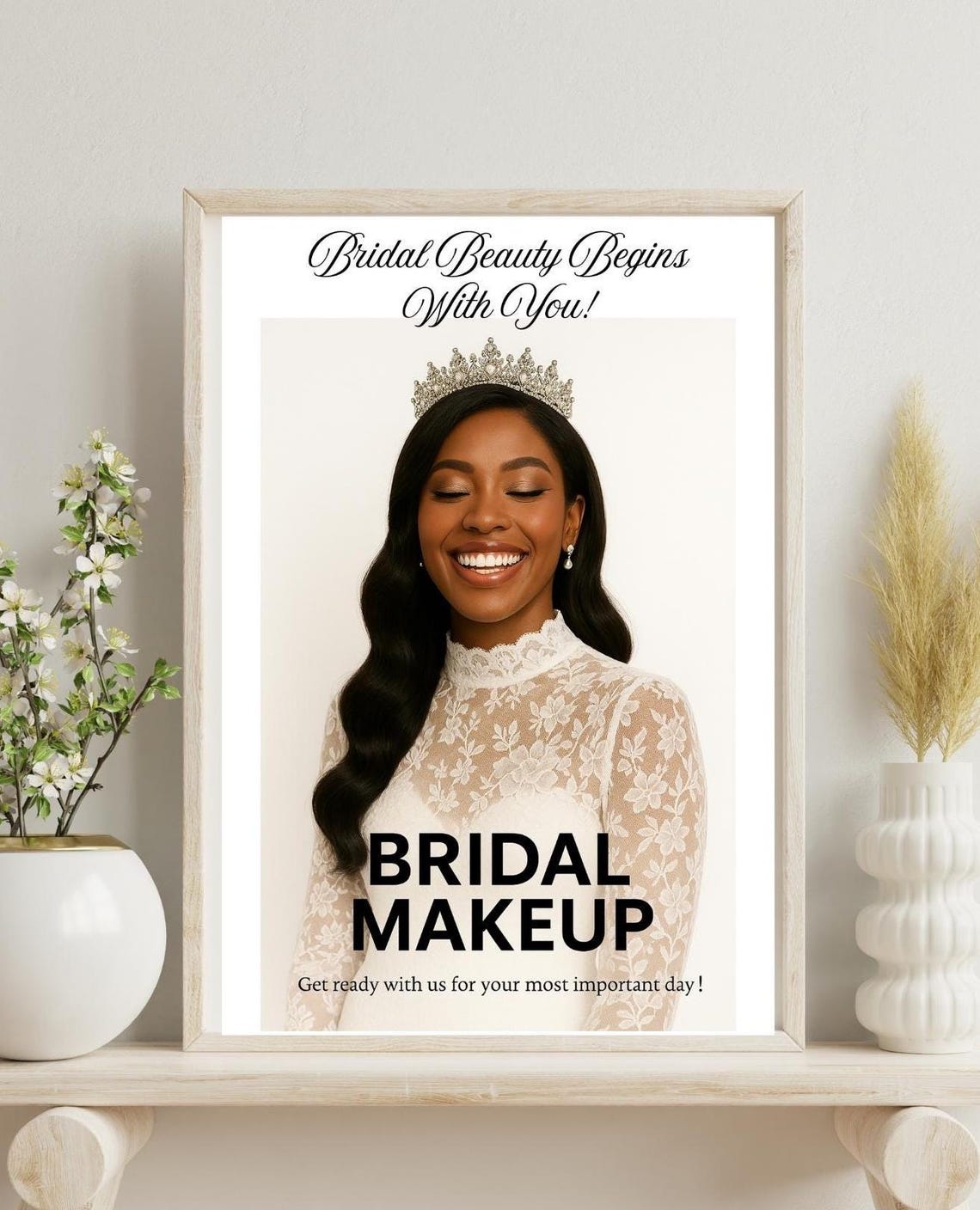 Bridal Makeup Elegant Bride Tiara Beauty Salon Decor Wall Poster