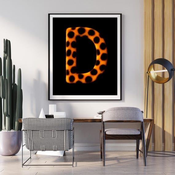 D Leopard Wall Art Animal Print Decor Wild Glam Poster Safari Boho Jungle Monogram