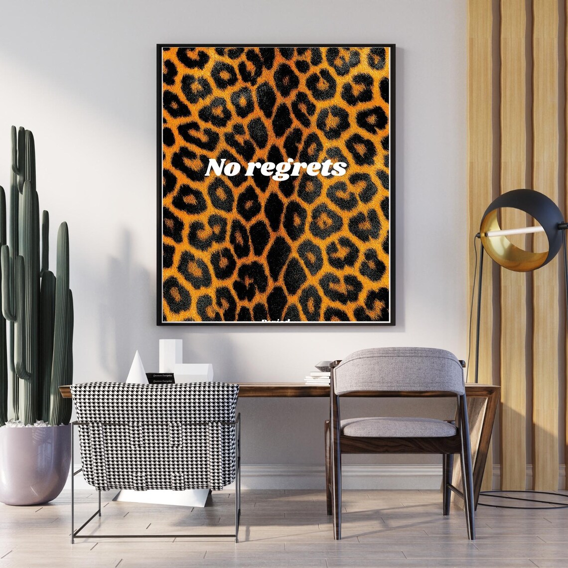 Leopard Art Print, Bold Masculine Bathroom Decor