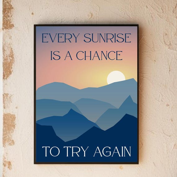 Motivational Quote Print Perseverance Mountain Wall Art Mental Health Therapy Office Decor Daily Affirmations