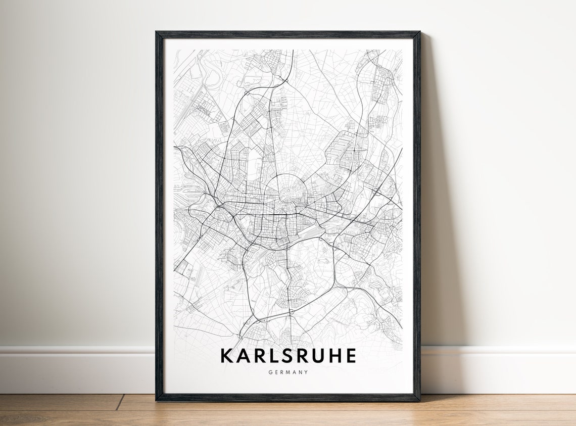 Minimalist Karlsruhe Germany City Street Map Line Art Poster