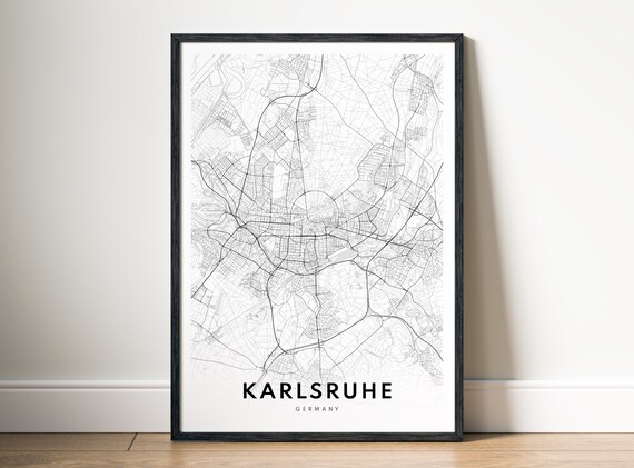 Karlsruhe Map Print Germany Poster Black And White Art Sketch