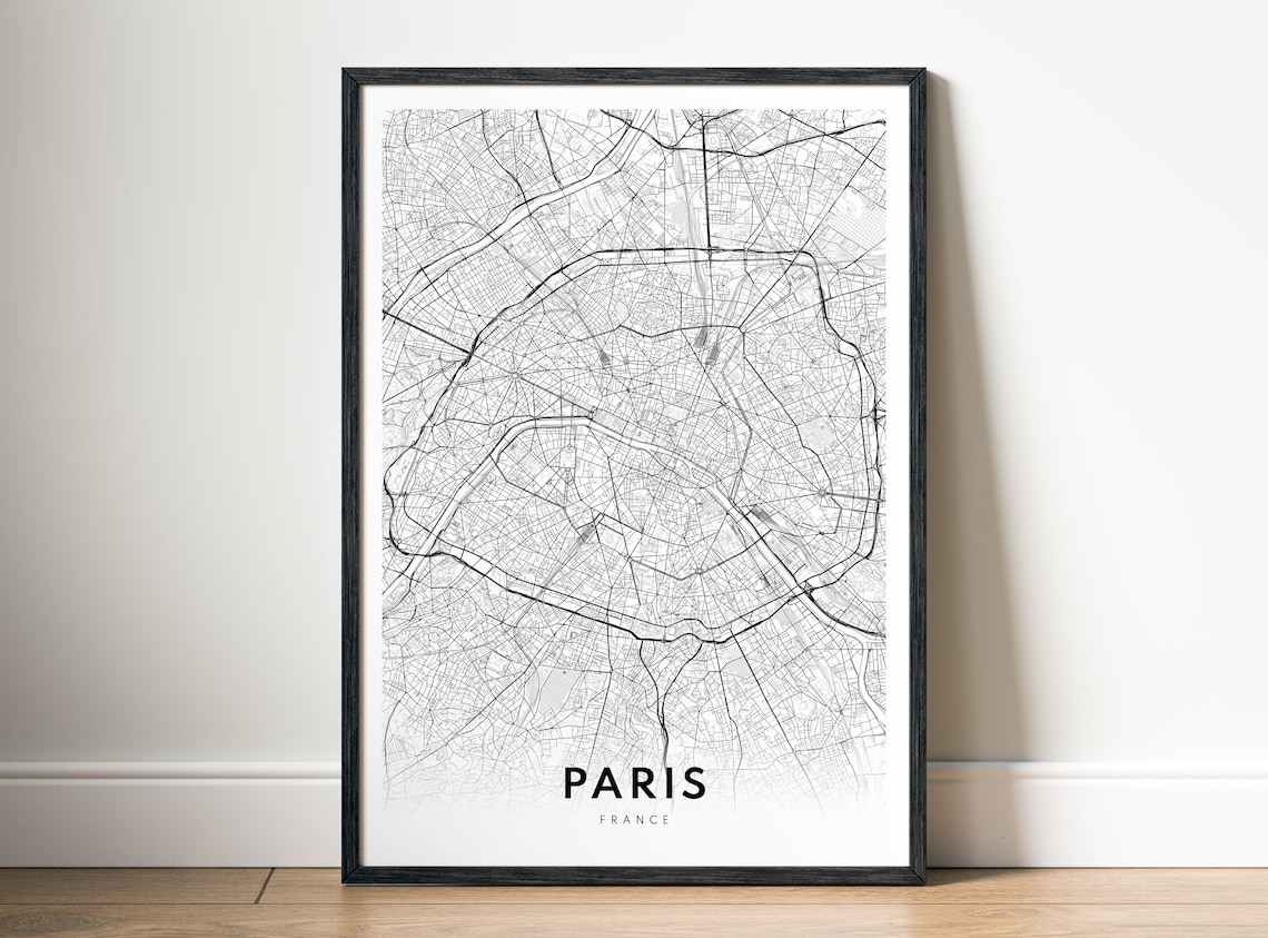 Paris Map Print, Minimal Black And White Poster - Image 5