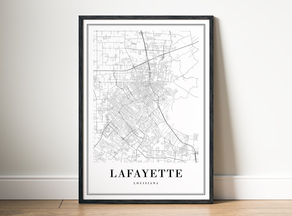 Lafayette Louisiana Minimalist Black and White City Map Poster - Image 5