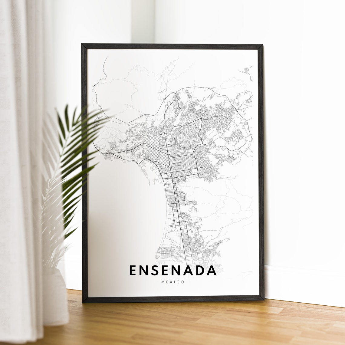 Ensenada Mexico Minimalist Black Line City Street Map Poster - Image 2