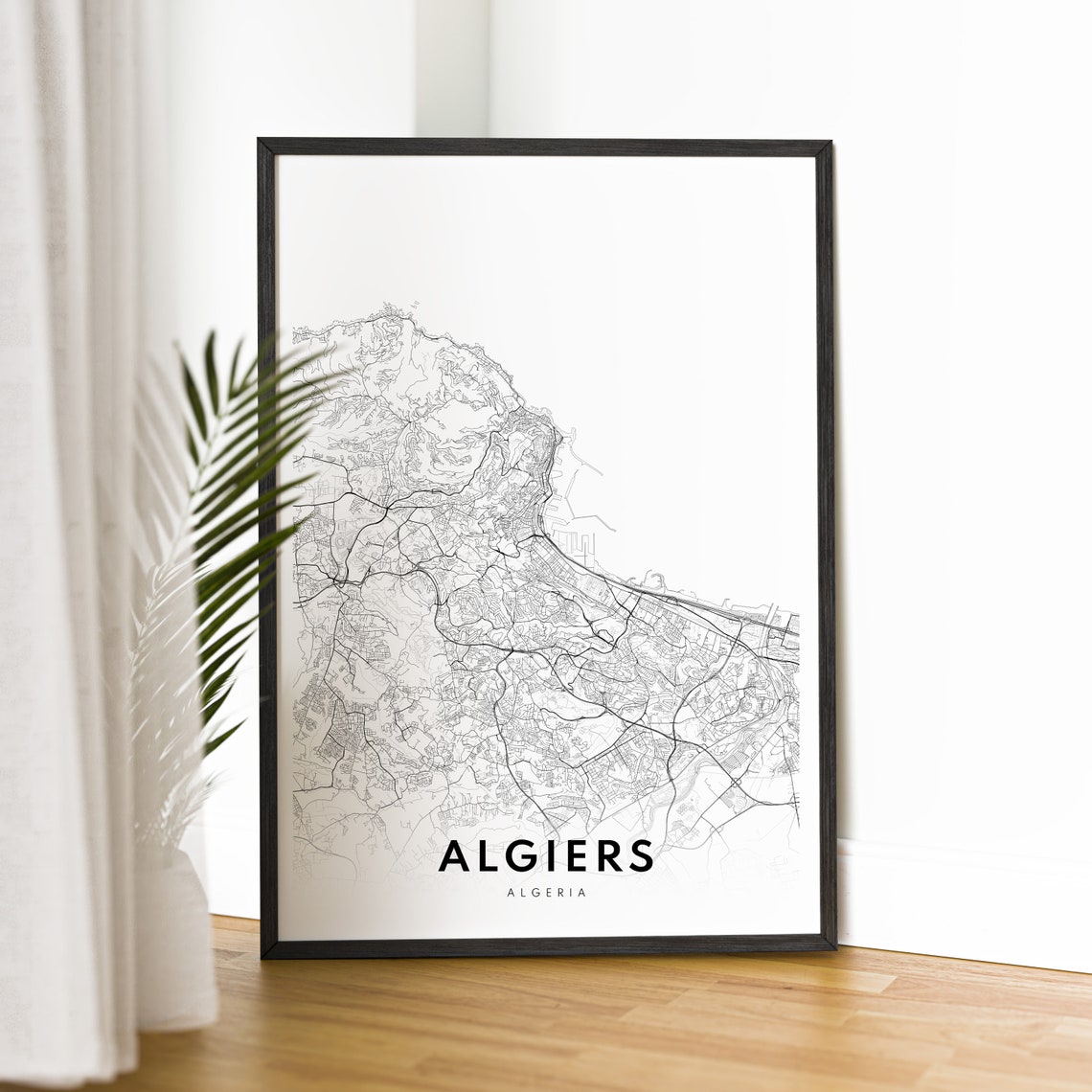 Algiers Algeria City Street Map Minimalist Black White Print - Image 2
