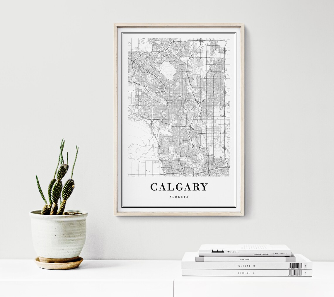 Calgary Alberta Minimalist Black and White City Street Map Poster - Image 3