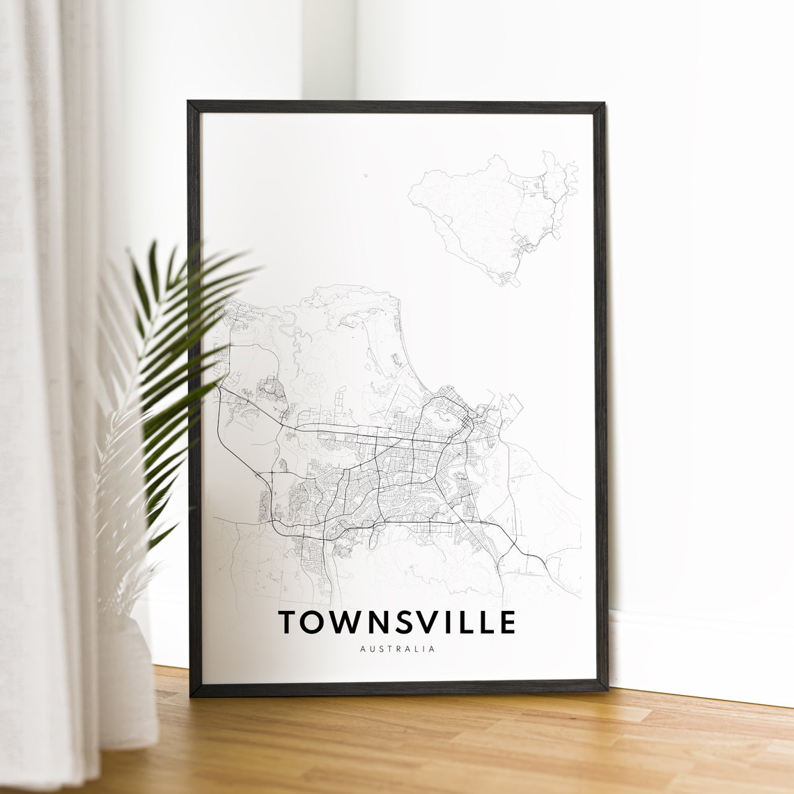 Townsville Australia City Map Street Plan Minimalist Wall Poster - Image 4