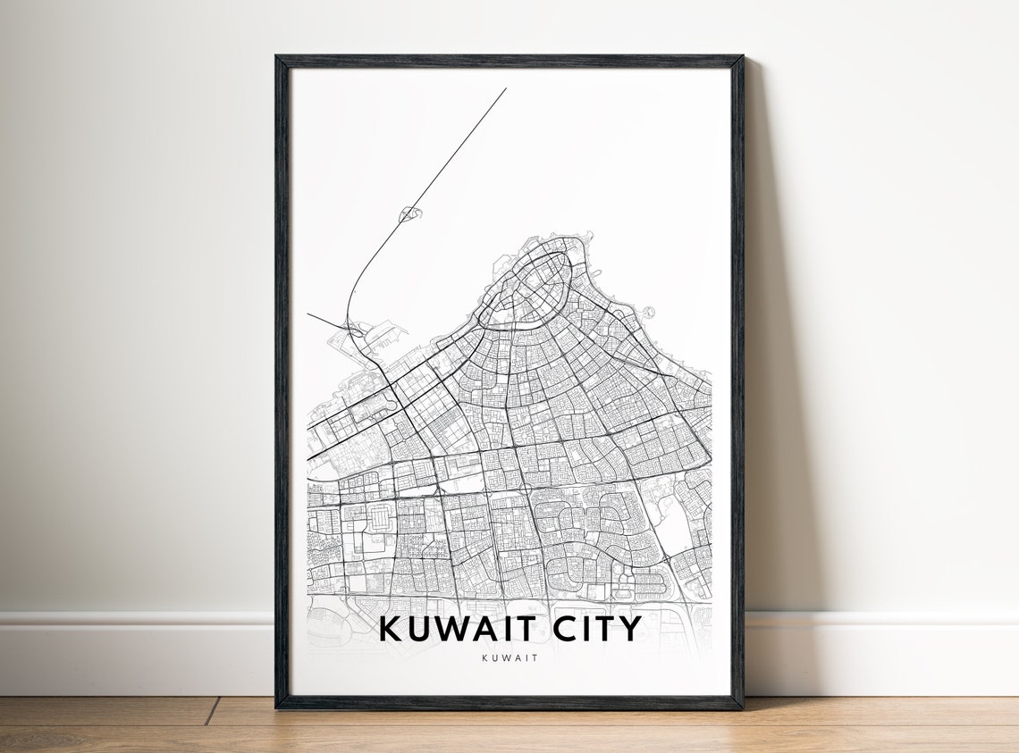 Kuwait City Kuwait Minimalist Black and White City Map Poster
