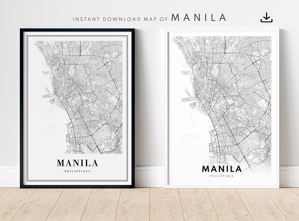 Manila Map Poster, Black And White Travel Map - Image 5