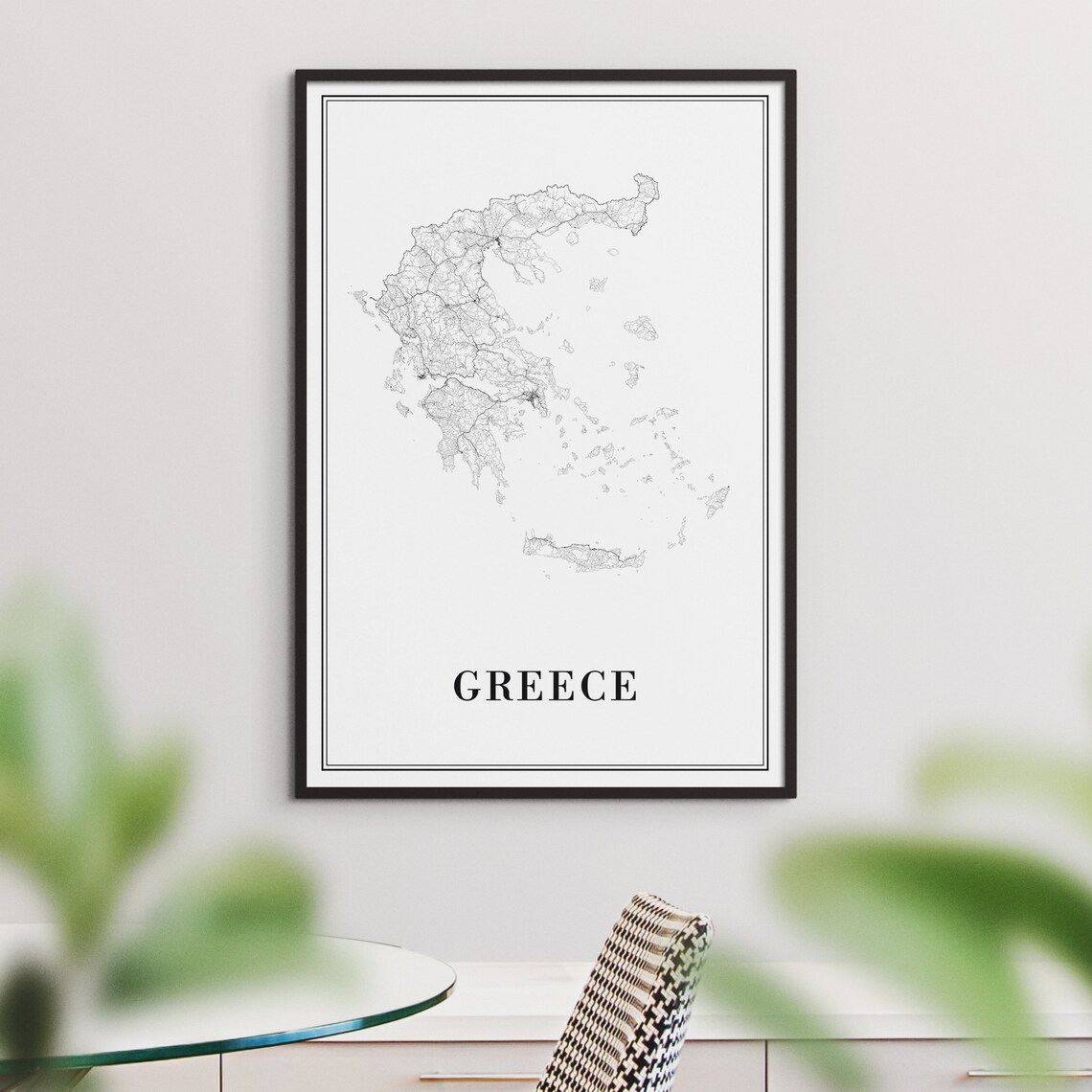 Greece Map Poster, Black and White Travel Map - Image 3