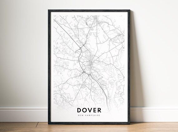 Dover Nh City Map Poster New Hampshire Black And White Minimalistic Print