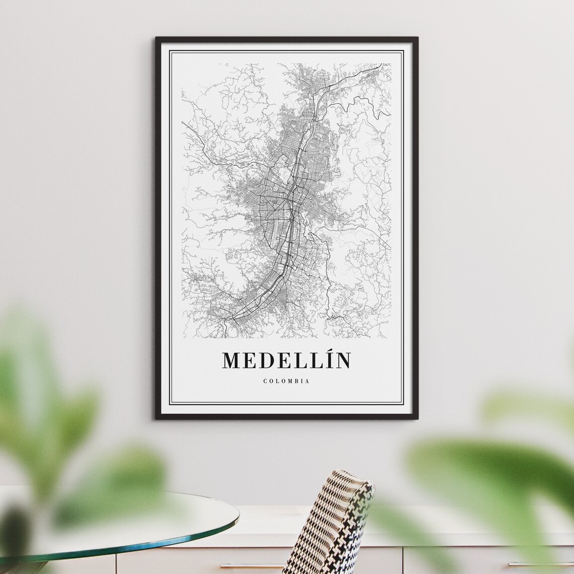 Medellin Colombia City Street Map Minimalist Sketch Line Art Poster - Image 3
