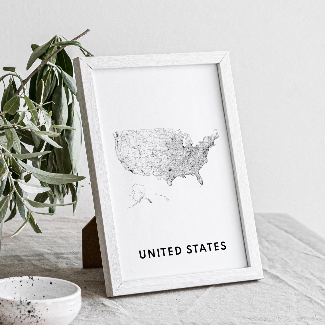 United States Black And White Map Art Print - Image 3