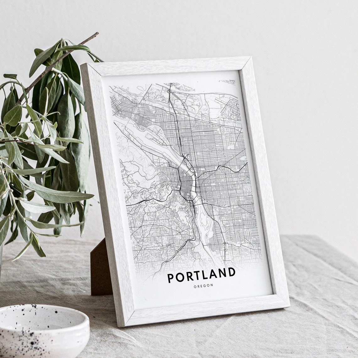 Portland Oregon Minimalist Black and White City Street Map Poster - Image 4
