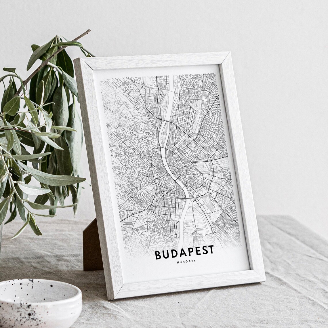 Budapest Map Print, Minimal Black and White Art Print - Image 3