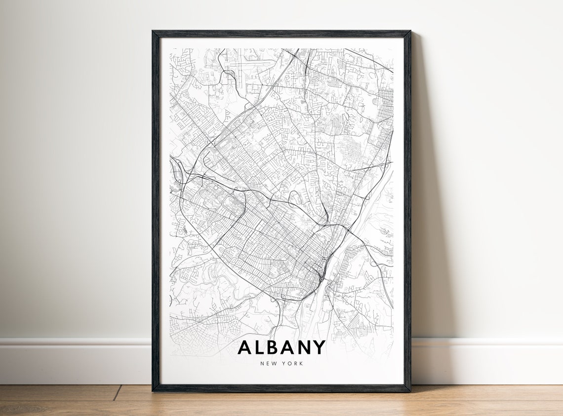 Albany New York Black and White Minimalist City Map Art Poster