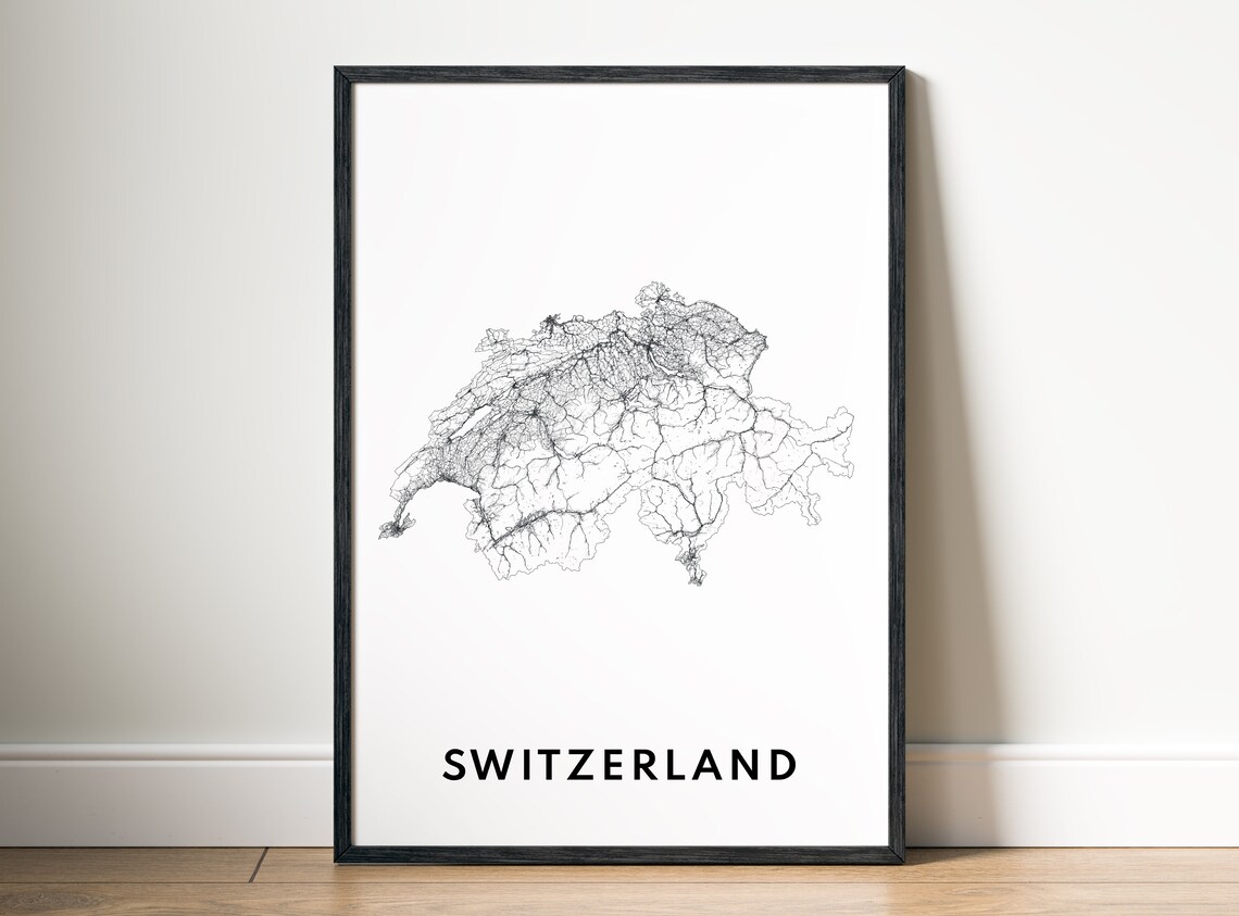 Switzerland Country Outline Minimalist Travel Map Wall Poster - Image 5