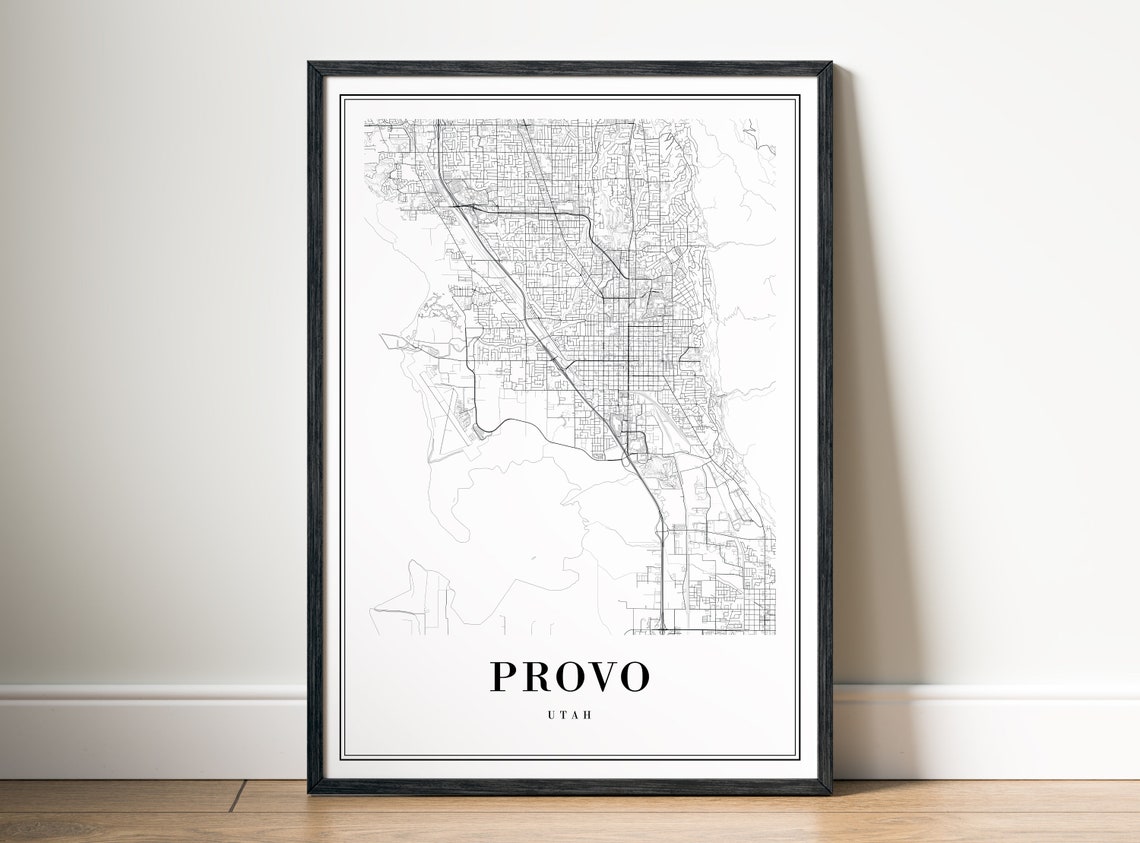 Provo Utah City Street Map Minimalist Line Art Black And White Print - Image 5
