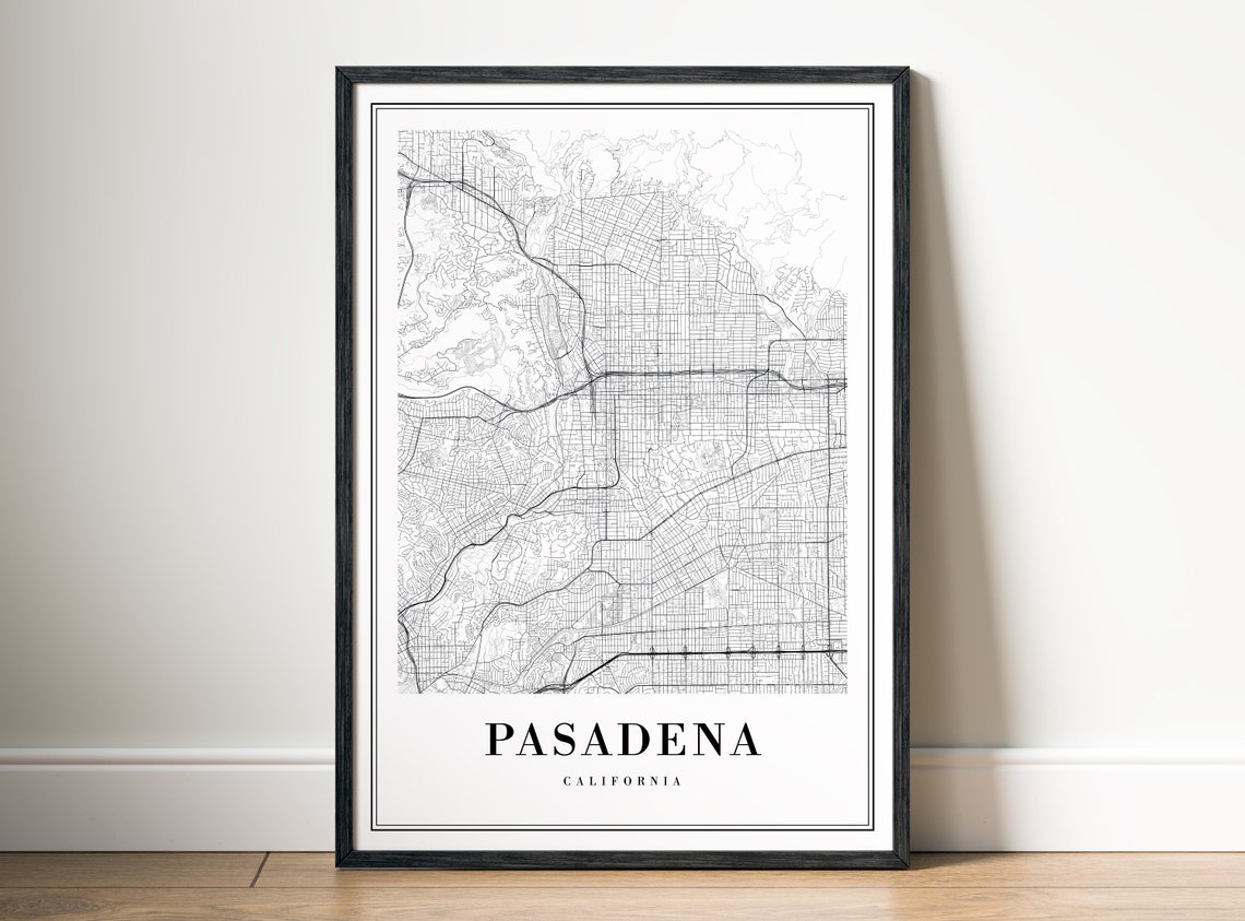 Pasadena California Minimalist Black and White City Map Poster - Image 5