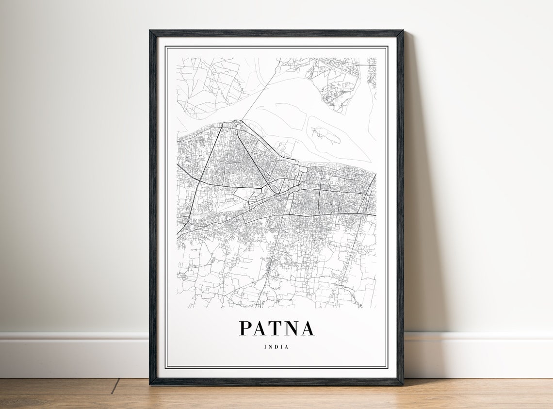 Patna India City Street Map Minimalist Black and White Print - Image 5
