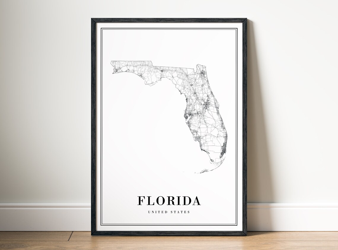 Florida State Map Print, Black and White Travel Poster - Image 5