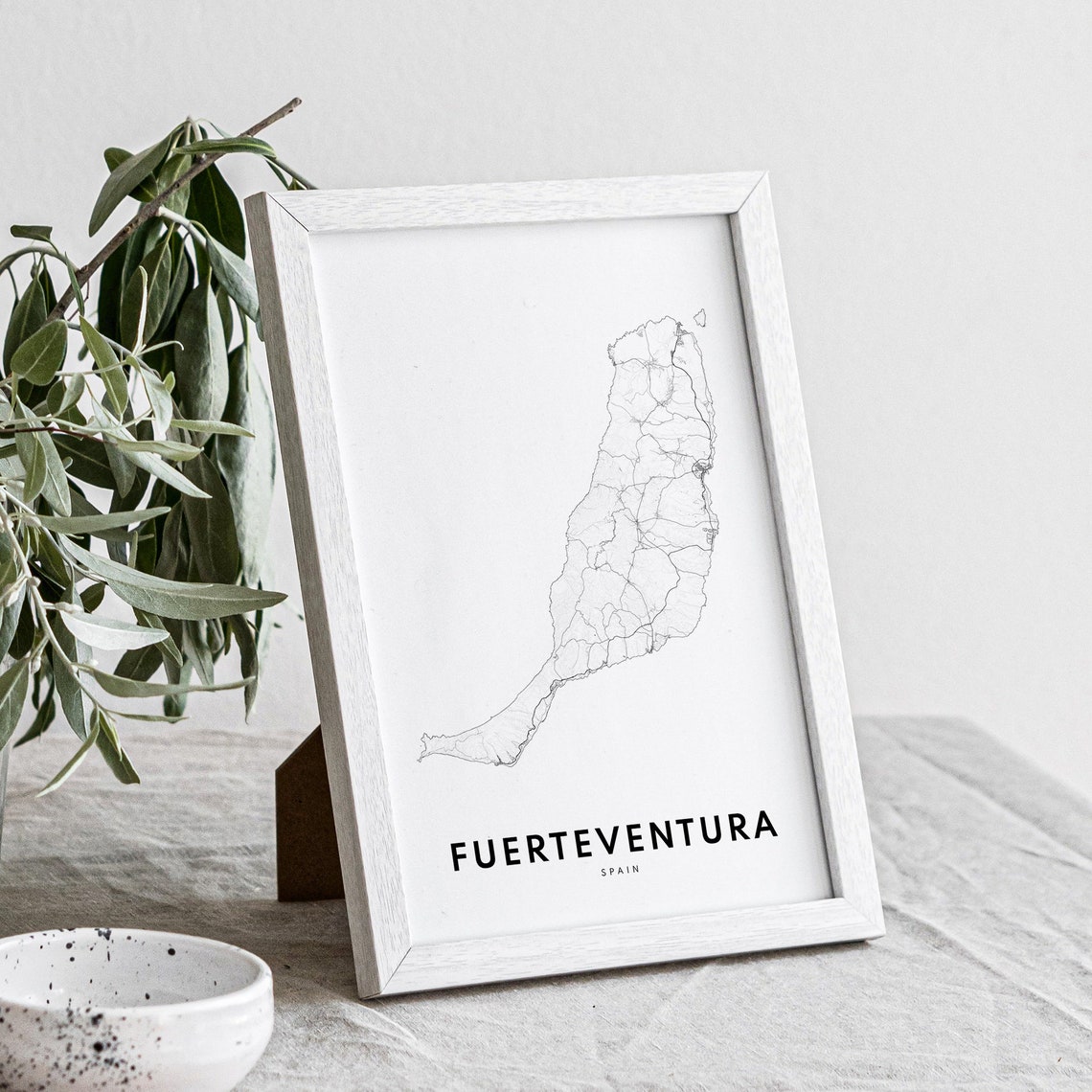 Fuerteventura Canary Islands Minimalist Black and White Map Poster - Image 4