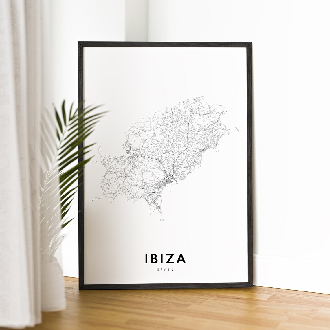 Ibiza Spain Map Poster, Black and White Travel Print - Image 2