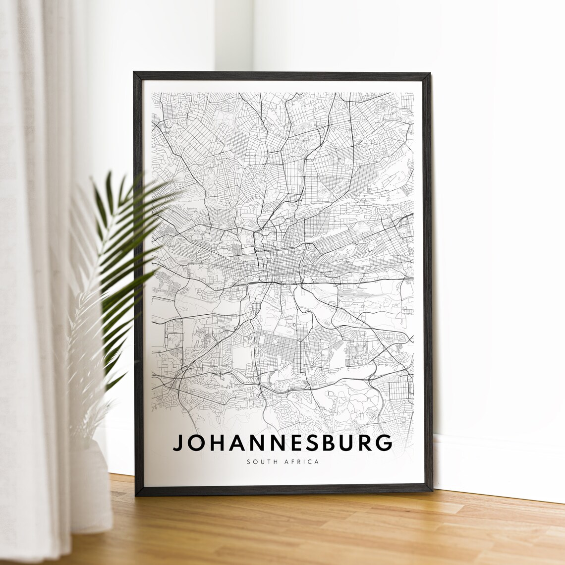 Johannesburg South Africa Black And White City Street Map Poster - Image 2