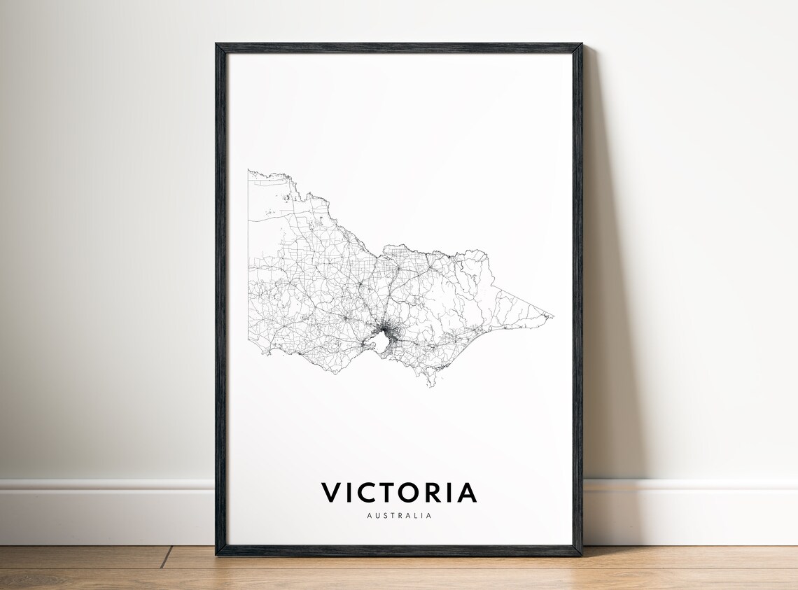 Victoria Australia Map Print, Black and White Map - Image 5