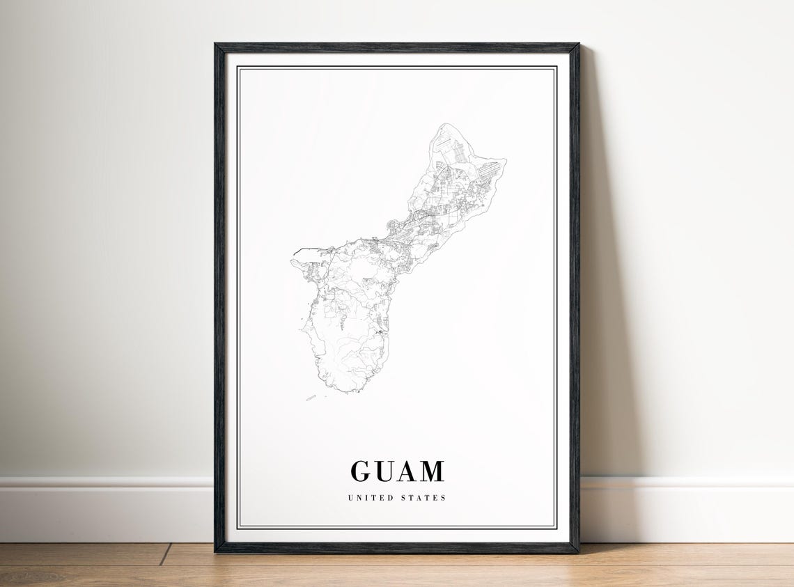 Guam United States Pacific Island Minimalist Outline Map Poster