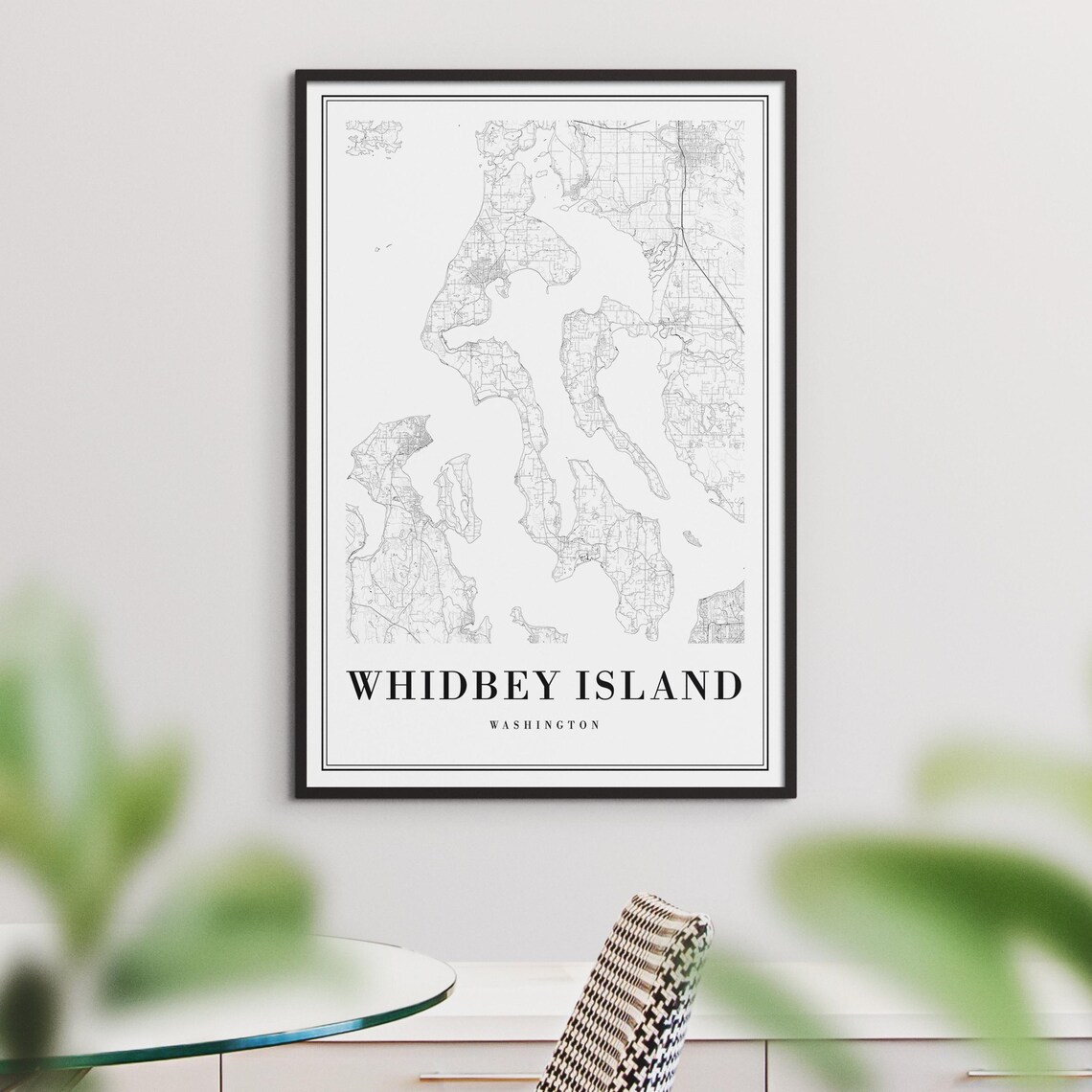 Whidbey Island Washington Puget Sound Minimalist Island Map Poster - Image 3