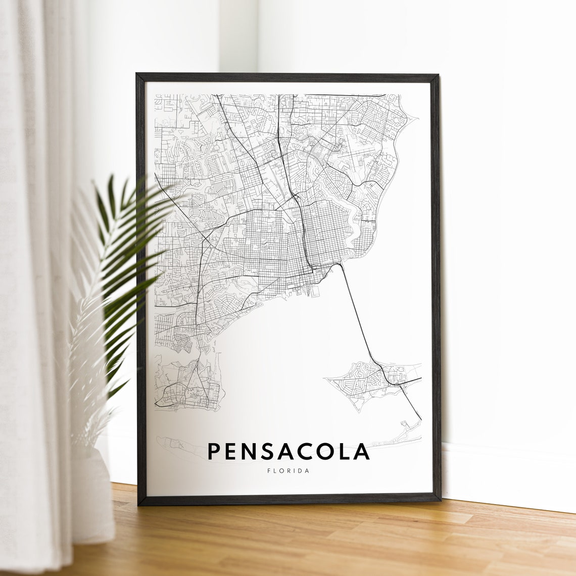 Pensacola Florida City Street Map Fine Minimal Line Art Print - Image 2