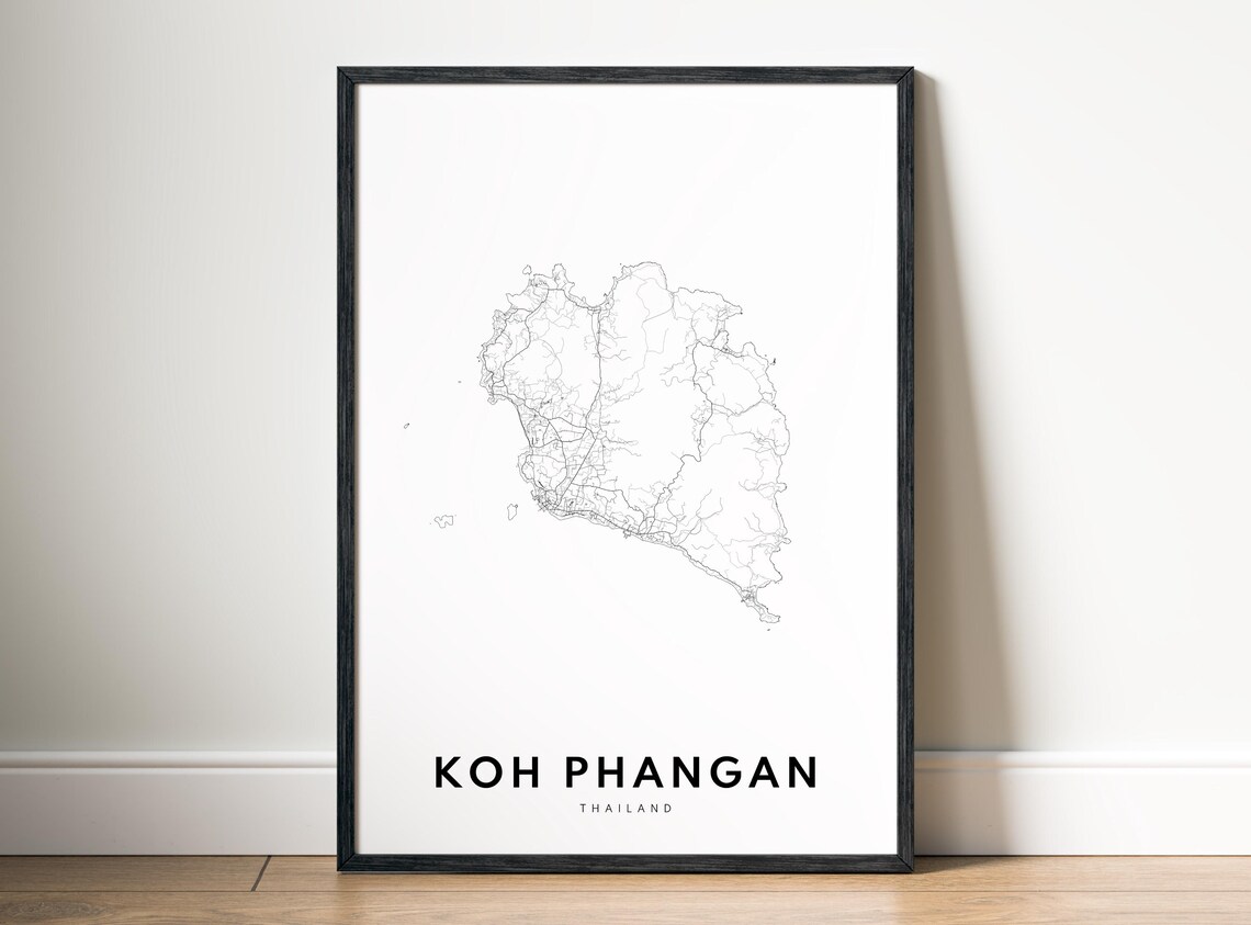 Koh Phangan Thailand Island Minimalist Outline Map Travel Poster - Image 5