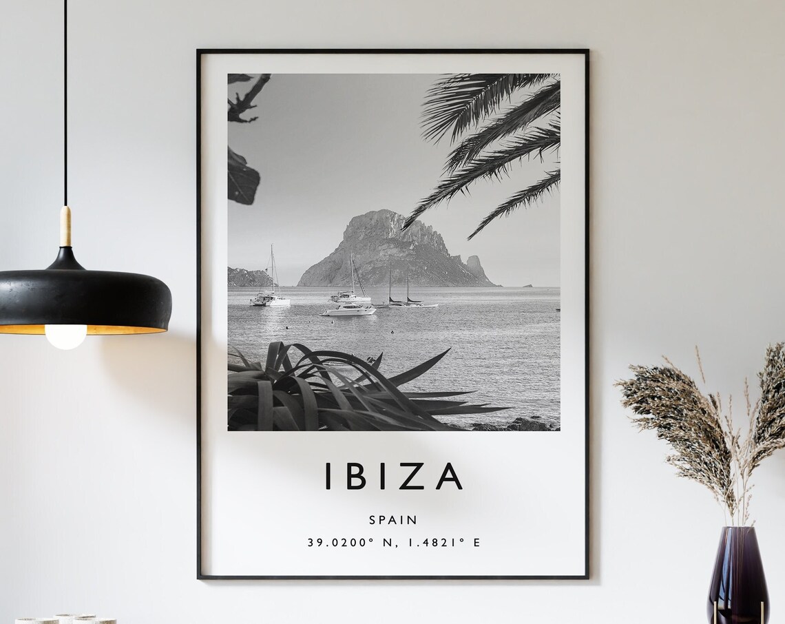 Ibiza Minimalist Travel Poster, Spain Travel Print
