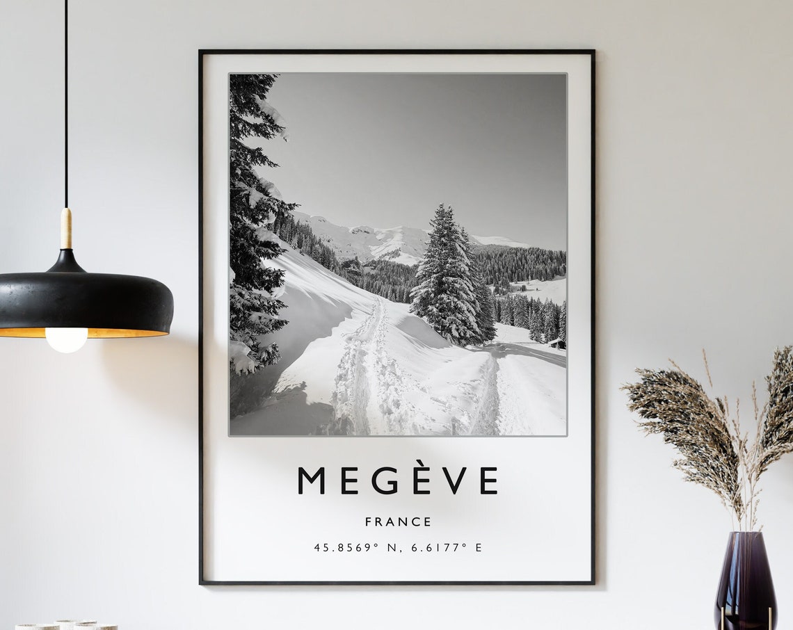 Skiing Travel Poster Megeve France Ski Print France Travel Print Skiing Art Skiing Print Winter Sport Art Ski Gift A1a2a3a4