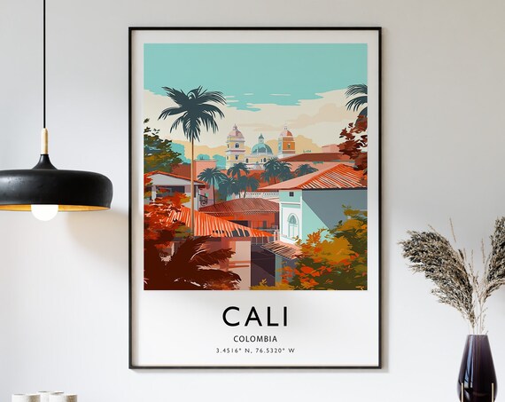Cali Travel Poster, Colombian Travel Art Print