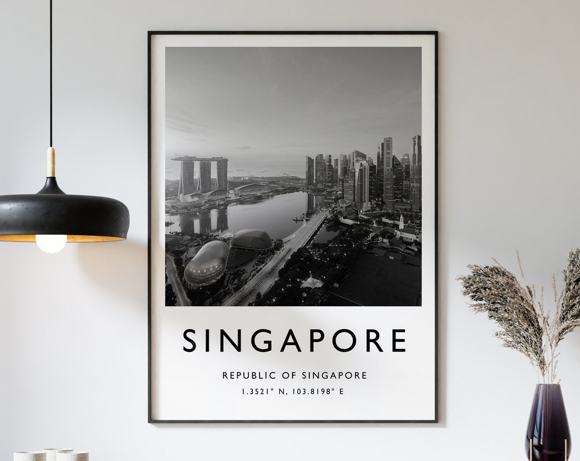 Singapore Black And White Travel Poster