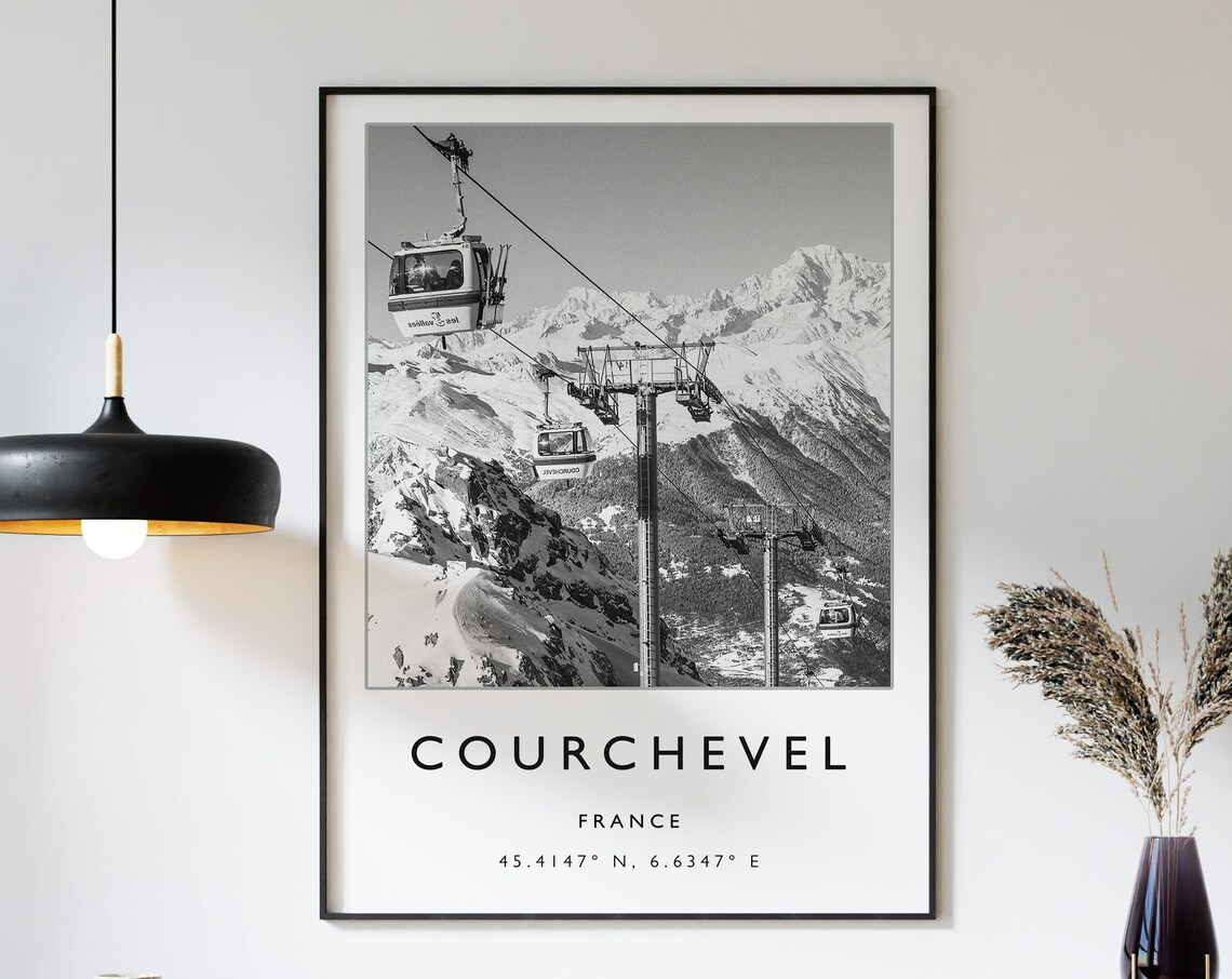 Courchevel France Skiing Travel Poster, France Print