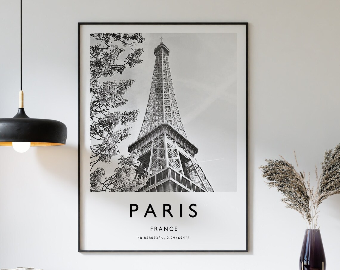 Paris Minimalist Travel Poster, Black and White