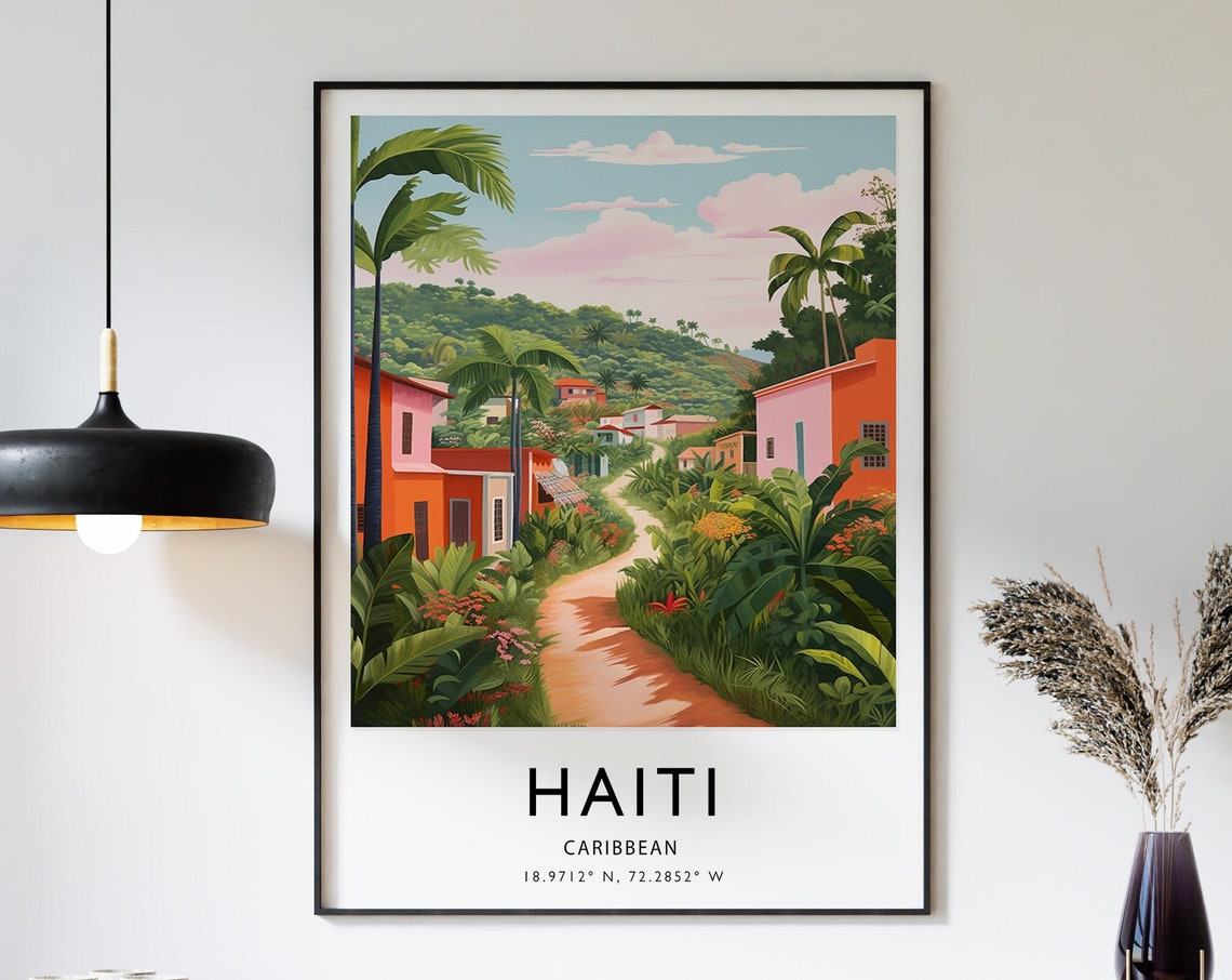 Haiti Travel Poster Caribbean Travel Print Haiti Travel Art Travel Poster Colourful Travel Art Cultural Decor Travel Gift