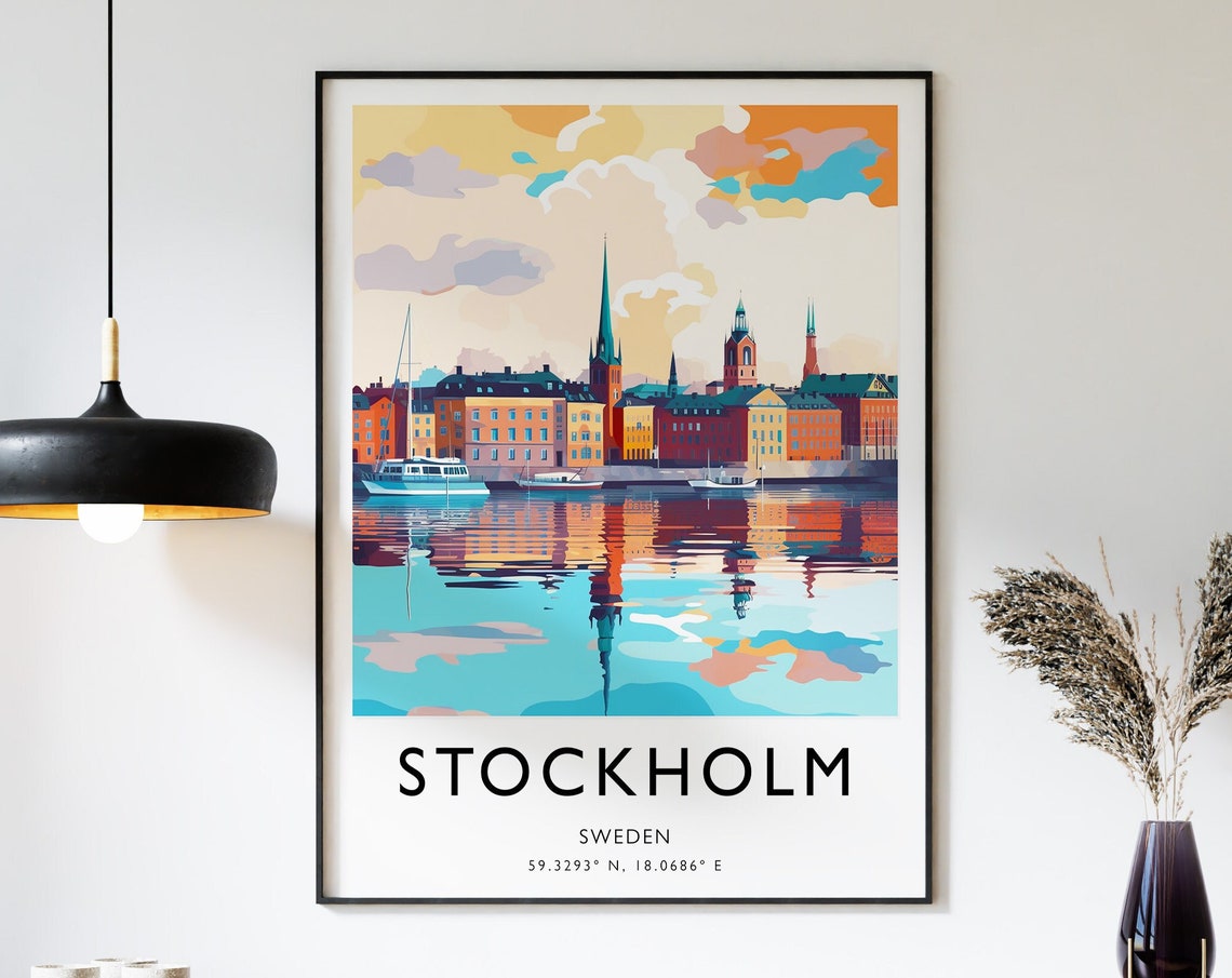 Sweden Travel Print Stockholm Travel Poster Sweden Travel Art Tourism Print Cityscape Art Cultural Decor Geography Art A1a2a3a4