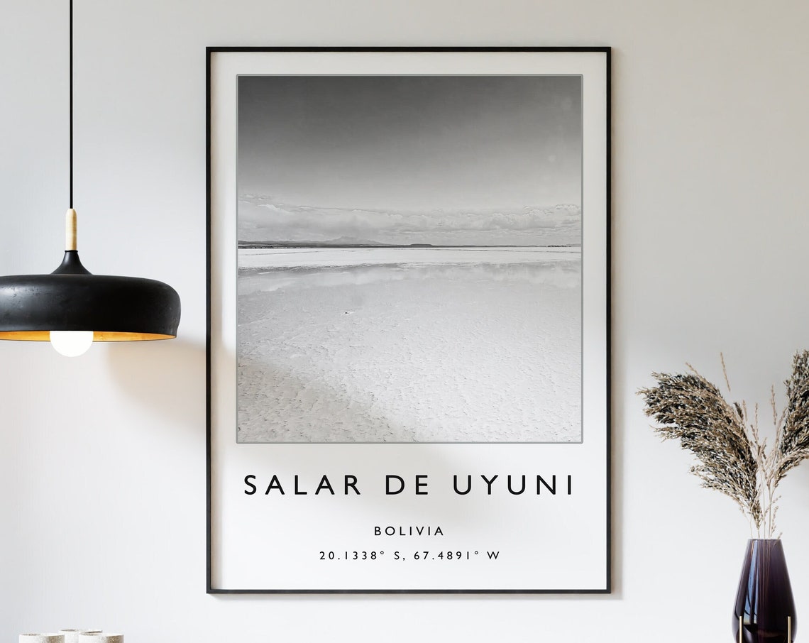Salar De Uyuni Bolivia Travel Print Bolivia Travel Poster Bolivia Travel Print South America Travel Poster Travel Gift Black And White