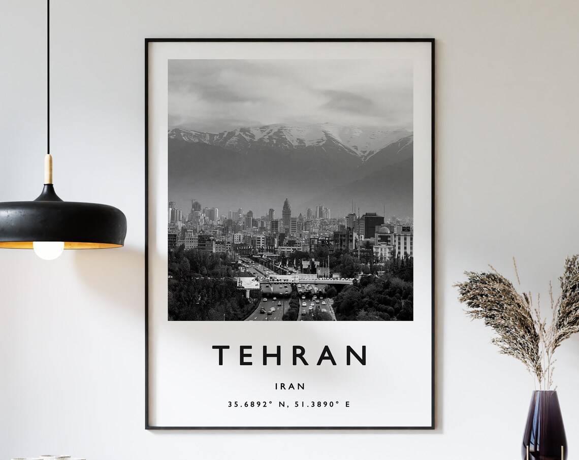Tehran Black and White Travel Poster, Iran