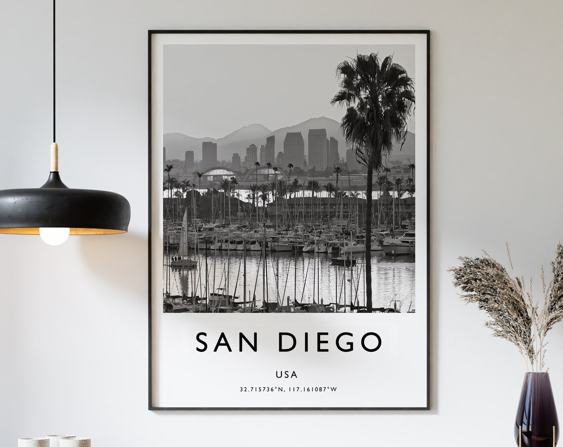 San Diego Vintage Travel Poster, Minimalist Wall Art